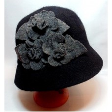 BOUQUETS CLOCHE Hat SARASOTA  Black Wool Blend Bell Bucket Flapper One Size NWT 766288780460 eb-39127376